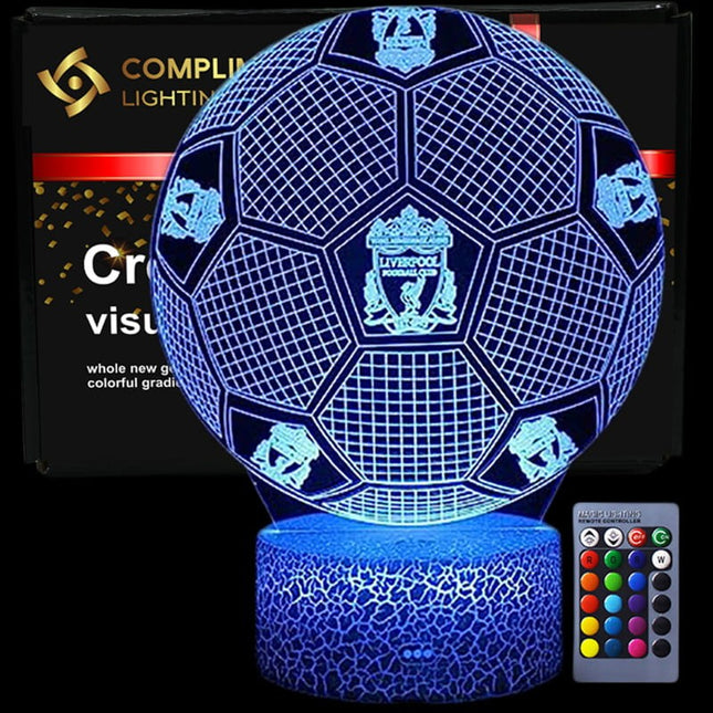 Lampka nocna LED 3D Liverpool FC – piłka – pilot, 16 kolorów, USB – zdjęcie produktu