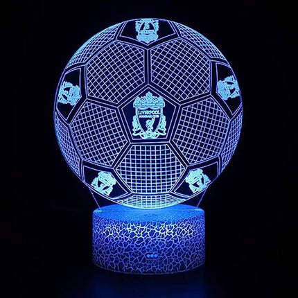 Lampka nocna LED 3D Liverpool FC – piłka – pilot, 16 kolorów, USB – zdjęcie produktu
