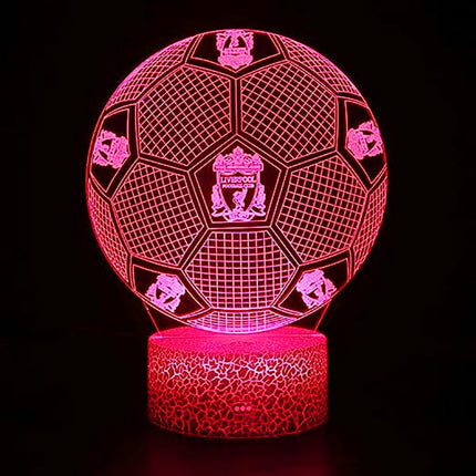 Lampka nocna LED 3D Liverpool FC – piłka – pilot, 16 kolorów, USB – zdjęcie produktu