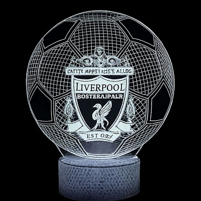 Lampka nocna LED 3D Liverpool FC – piłka, biała podstawa – pilot, 16 kolorów – zdjęcie produktu