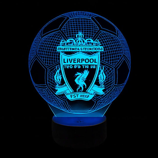 Lampka nocna LED 3D Liverpool FC – piłka, czarna podstawa – pilot, 16 kolorów – zdjęcie produktu