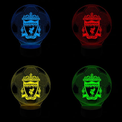 Lampka nocna LED 3D Liverpool FC – piłka, czarna podstawa – pilot, 16 kolorów – zdjęcie produktu