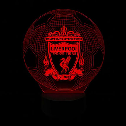 Lampka nocna LED 3D Liverpool FC – piłka, czarna podstawa – pilot, 16 kolorów – zdjęcie produktu