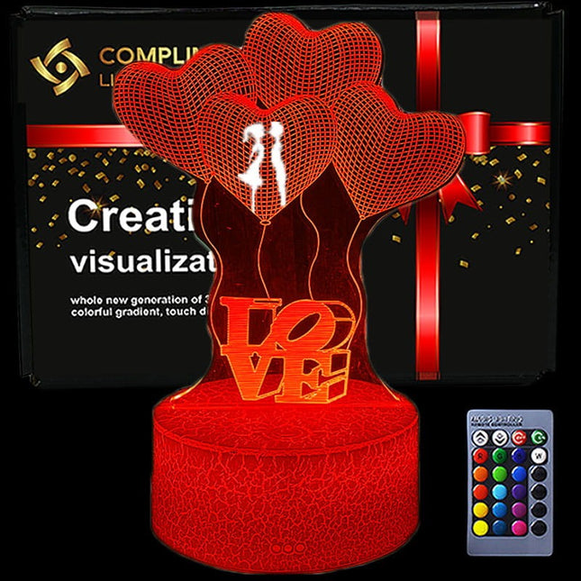 Lampka nocna LED 3D LOVE – Walentynki – pilot, 16 kolorów, USB – zdjęcie produktu