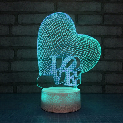 Lampka nocna LED 3D LOVE – pilot, 16 kolorów, USB – zdjęcie produktu