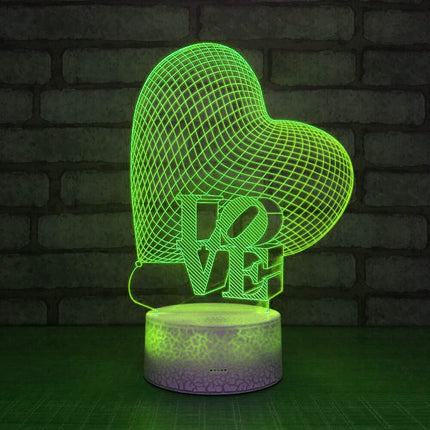 Lampka nocna LED 3D LOVE – pilot, 16 kolorów, USB – zdjęcie produktu