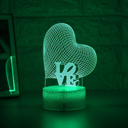 Lampka nocna LED 3D LOVE – pilot, 16 kolorów, USB – zdjęcie produktu