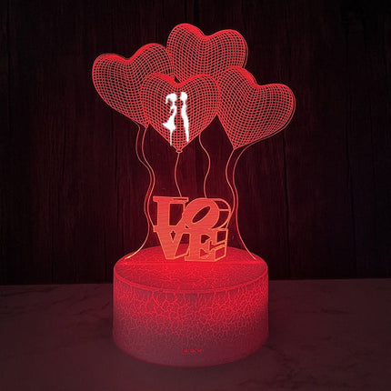 Lampka nocna LED 3D LOVE – Walentynki – pilot, 16 kolorów, USB – zdjęcie produktu
