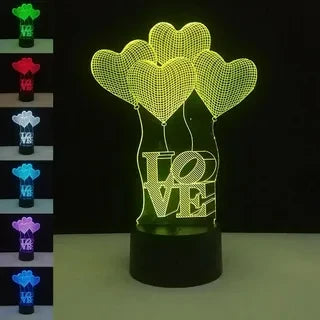 Lampka nocna LED 3D LOVE – Walentynki – pilot, 16 kolorów, USB – zdjęcie produktu