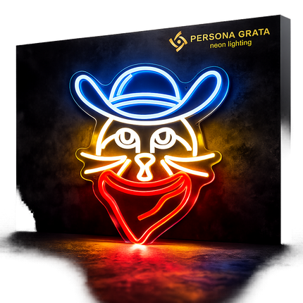 Neon LED Kot z szalikiem na ścianę – USB – zdjęcie produktu