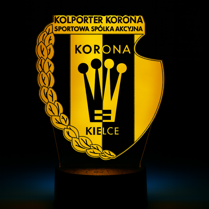 Lampka nocna LED 3D Korona Kielce – pilot, 16 kolorów, USB – zdjęcie produktu
