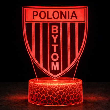 Lampka nocna LED 3D Polonia Bytom – pilot, USB – zdjęcie produktu