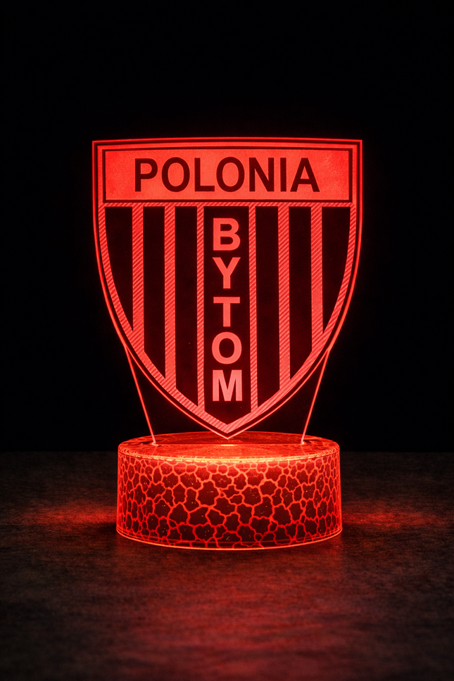 Lampka nocna LED 3D Polonia Bytom – pilot, USB – zdjęcie produktu