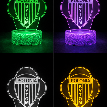 Lampka nocna LED 3D Polonia Bytom – pilot, USB – zdjęcie produktu