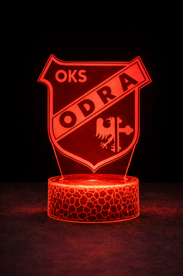 Lampka nocna LED 3D Odra Opole – pilot, 16 kolorów, USB – zdjęcie produktu