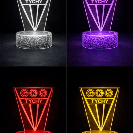 Lampka nocna LED 3D GKS Tychy – pilot, 16 kolorów, USB – zdjęcie produktu