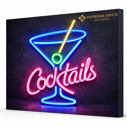 Neon LED Cocktail na ścianę – USB/baterie – zdjęcie produktu