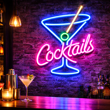 Neon LED Cocktail na ścianę – USB/baterie – zdjęcie produktu