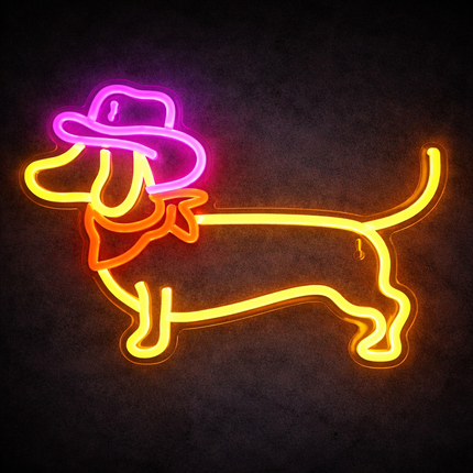 Neon LED Pies w kapeluszu na ścianę – USB – zdjęcie produktu