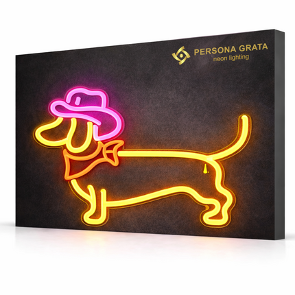 Neon LED Pies w kapeluszu na ścianę – USB – zdjęcie produktu