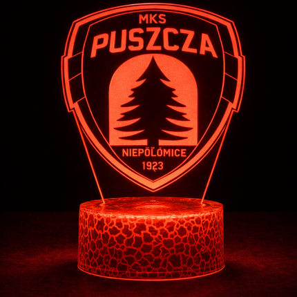 Lampka nocna LED 3D Puszcza Niepołomice – pilot, 16 kolorów, USB – zdjęcie produktu