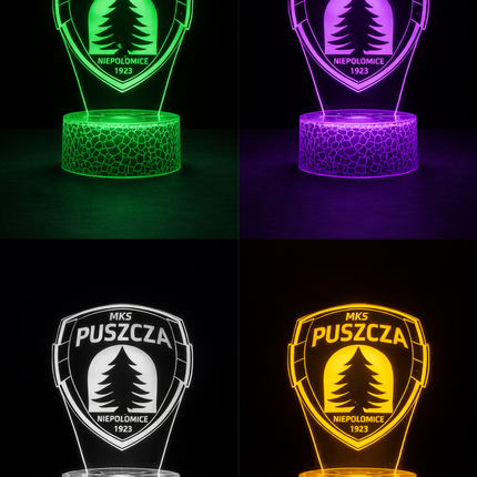Lampka nocna LED 3D Puszcza Niepołomice – pilot, 16 kolorów, USB – zdjęcie produktu