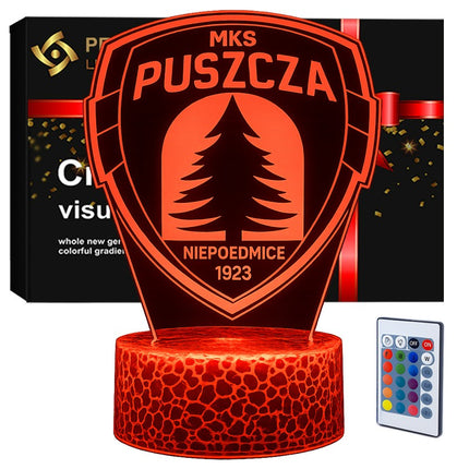 Lampka nocna LED 3D Puszcza Niepołomice – pilot, 16 kolorów, USB – zdjęcie produktu