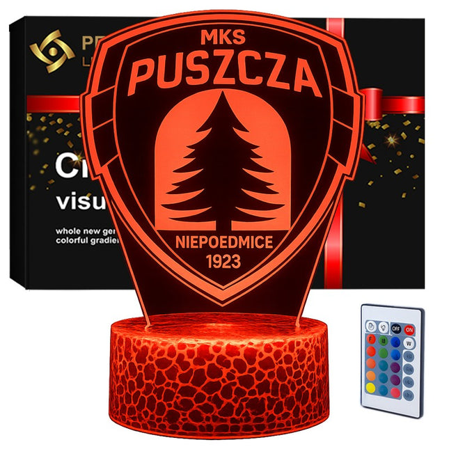 Lampka nocna LED 3D Puszcza Niepołomice – pilot, 16 kolorów, USB – zdjęcie produktu