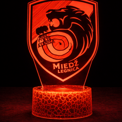 Lampka nocna LED 3D Miedź Legnica – pilot, 16 kolorów, USB – zdjęcie produktu