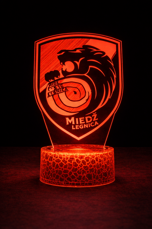 Lampka nocna LED 3D Miedź Legnica – pilot, 16 kolorów, USB – zdjęcie produktu