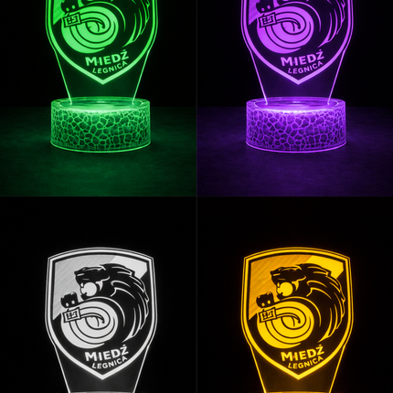 Lampka nocna LED 3D Miedź Legnica – pilot, 16 kolorów, USB – zdjęcie produktu