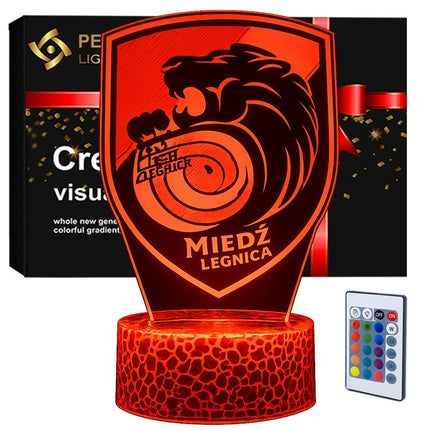 Lampka nocna LED 3D Miedź Legnica – pilot, 16 kolorów, USB – zdjęcie produktu
