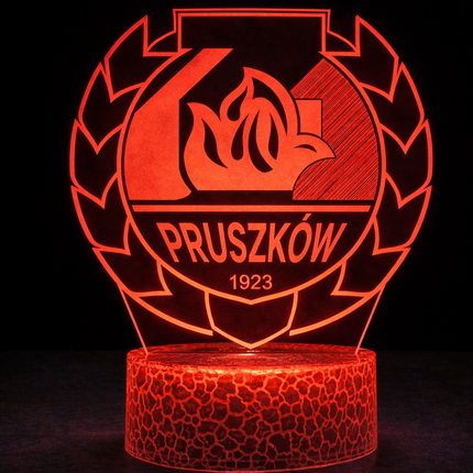 Lampka nocna LED 3D Znicz Pruszków – pilot, 16 kolorów, USB – zdjęcie produktu