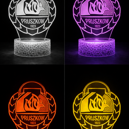 Lampka nocna LED 3D Znicz Pruszków – pilot, 16 kolorów, USB – zdjęcie produktu