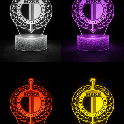 Lampka nocna LED 3D Chrobry Głogów – pilot, 16 kolorów, USB – zdjęcie produktu