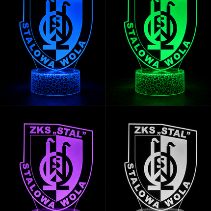 Lampka nocna LED 3D Stal Stalowa Wola – pilot, 16 kolorów, USB – zdjęcie produktu