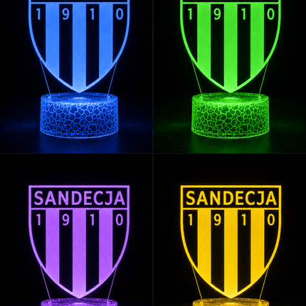 Lampka nocna LED 3D Sandecja Nowy Sącz – pilot, 16 kolorów, USB – zdjęcie produktu