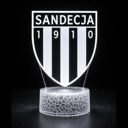 Lampka nocna LED 3D Sandecja Nowy Sącz – pilot, 16 kolorów, USB – zdjęcie produktu