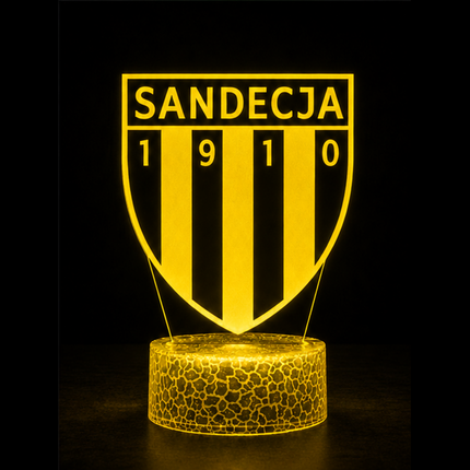 Lampka nocna LED 3D Sandecja Nowy Sącz – pilot, 16 kolorów, USB – zdjęcie produktu