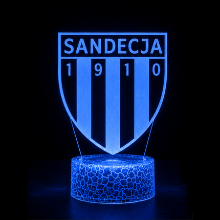 Lampka nocna LED 3D Sandecja Nowy Sącz – pilot, 16 kolorów, USB – zdjęcie produktu