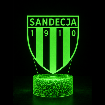 Lampka nocna LED 3D Sandecja Nowy Sącz – pilot, 16 kolorów, USB – zdjęcie produktu