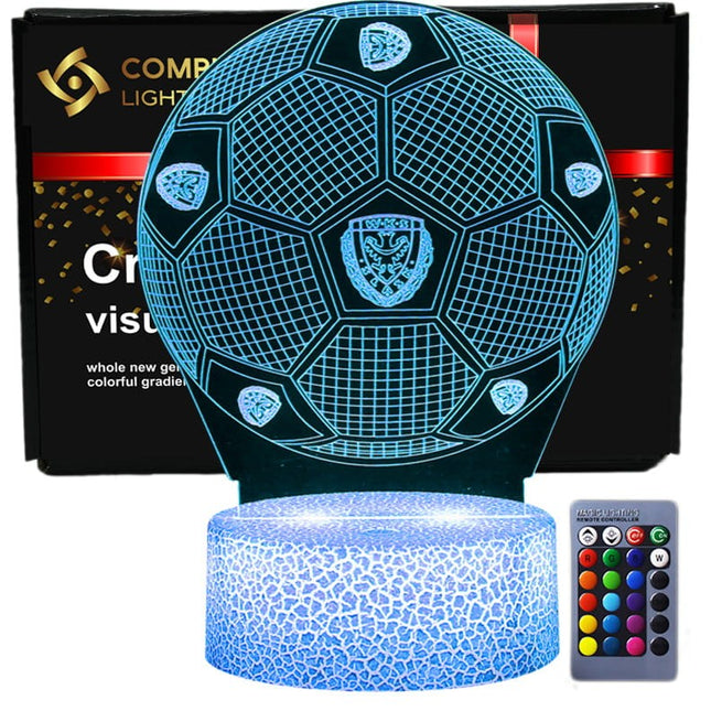 Lampka nocna LED 3D Śląsk Wrocław – piłka – pilot, 16 kolorów, USB