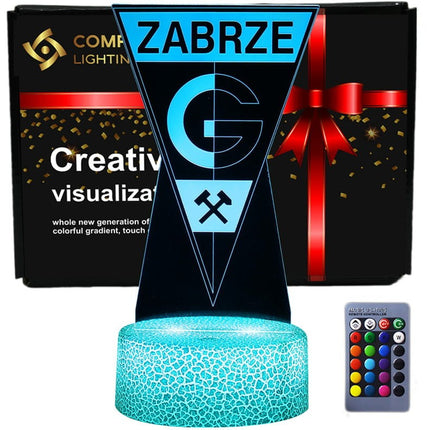 Lampka nocna LED 3D Górnik Zabrze – pilot, 16 kolorów, USB