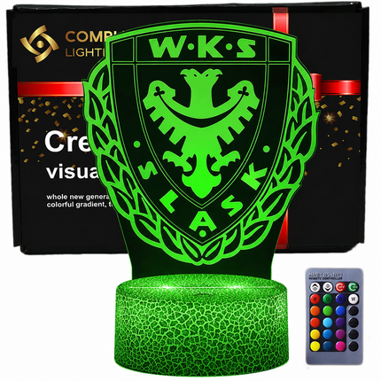 Lampka nocna LED 3D Śląsk Wrocław – pilot, 16 kolorów, USB