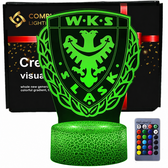 Lampka nocna LED 3D Śląsk Wrocław – pilot, 16 kolorów, USB