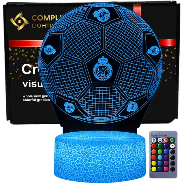 Lampka nocna LED 3D Wisła Kraków – piłka – pilot, 16 kolorów, USB