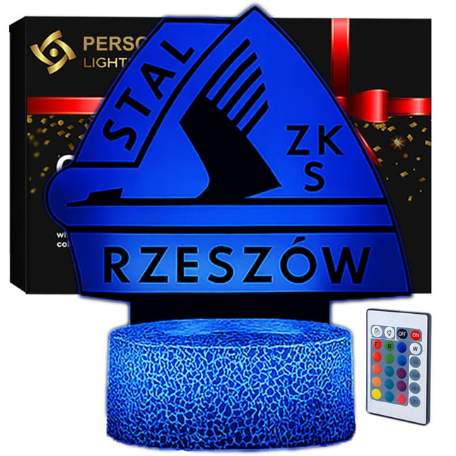 Lampka nocna LED 3D Stal Rzeszów – pilot, 16 kolorów, USB