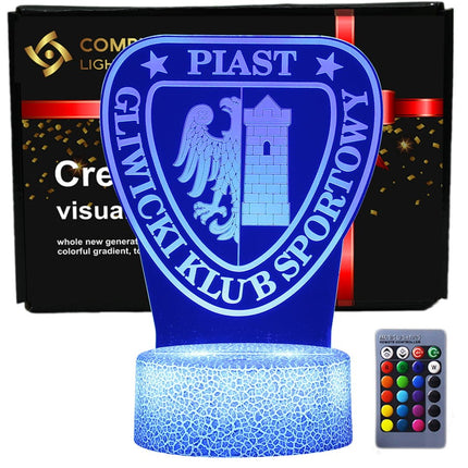Lampka nocna LED 3D Piast Gliwice – pilot, 16 kolorów, USB