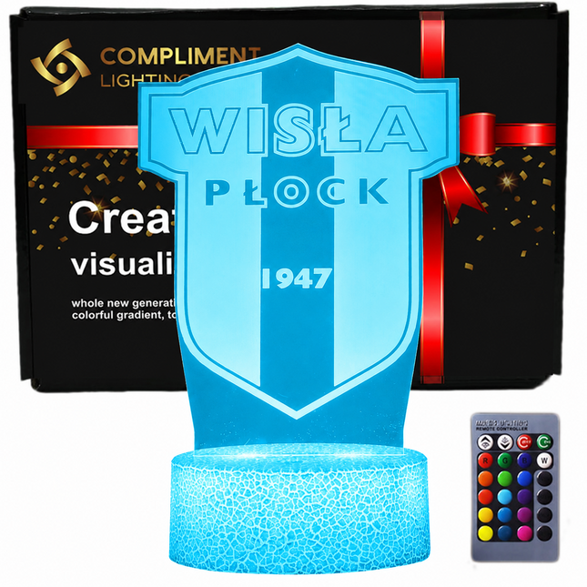 Lampka nocna LED 3D Wisła Płock – pilot, 16 kolorów, USB
