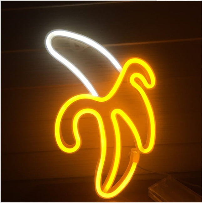 Neon LED Banan na ścianę – USB/baterie